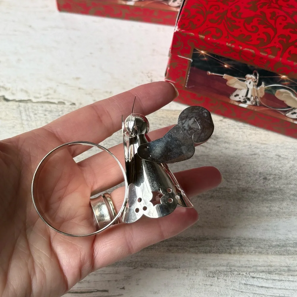 Vintage Silverplate Napkin Rings Angels Playing Instruments Holiday Decor NWOT